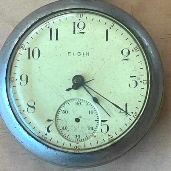 Vintage Elgin Pocket Watch Subdial Crown Stopper Parts Or Repair - Picture 3 of 11